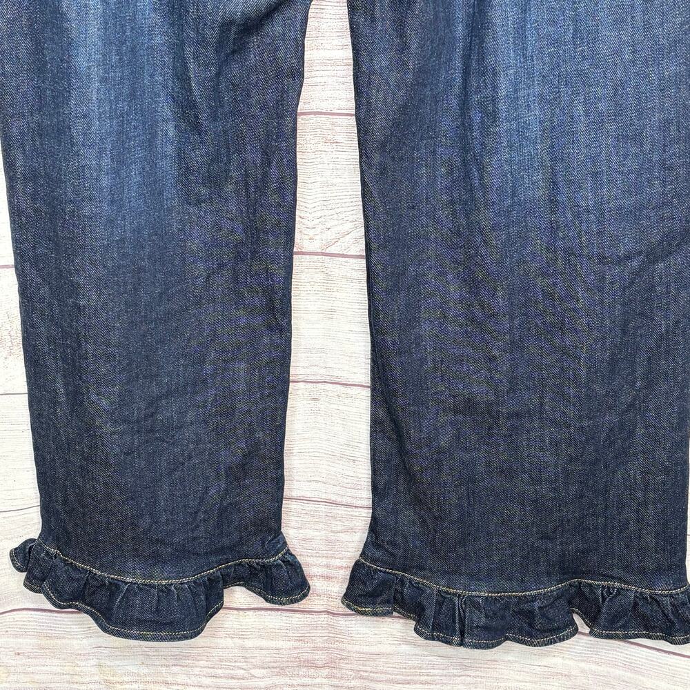 Maeve Colette Ruffle Hem High Rise Wide Leg Dark Wash Cropped Jeans Size 32 Tall - Picture 7 of 12